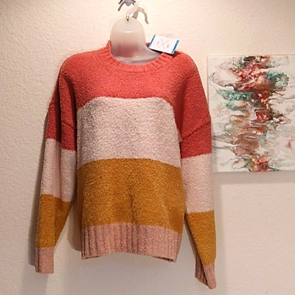 NWT! T S BUTTER SOFT COLOR BLOCK SWEATER